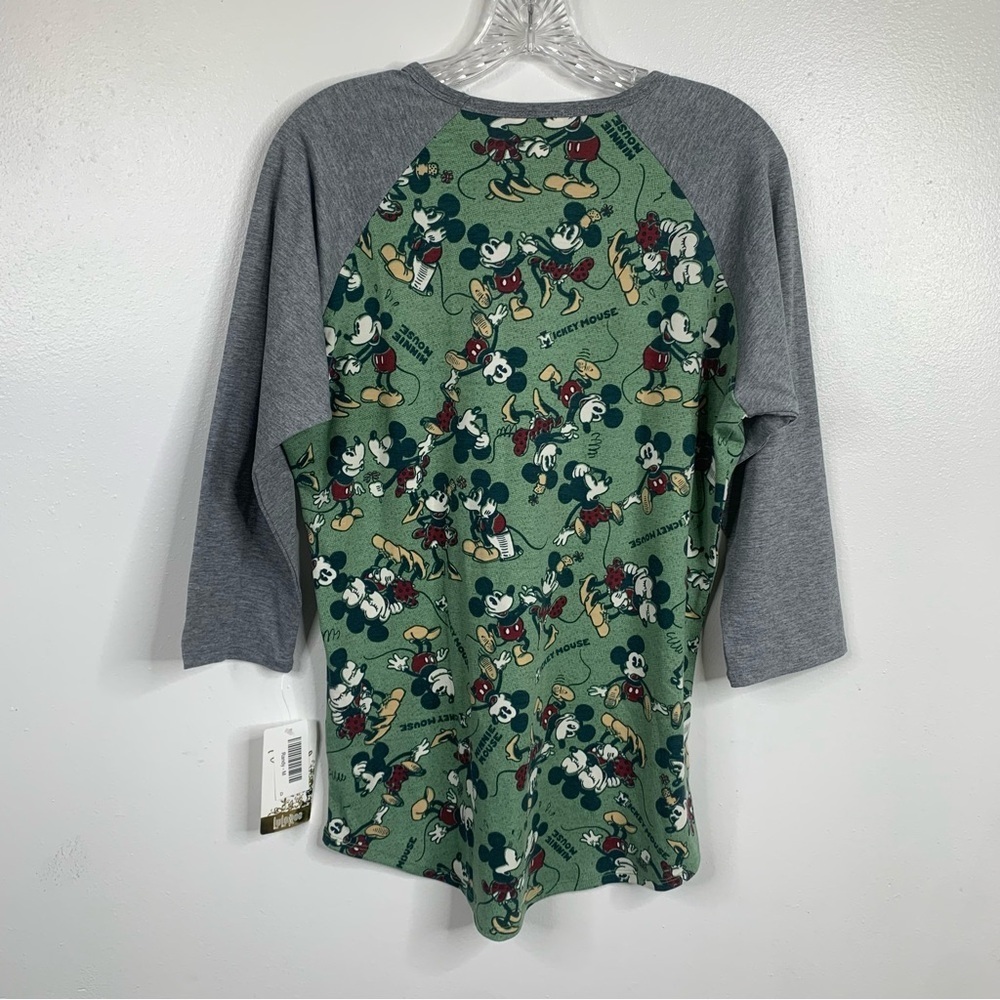 NWT Disney x LuLaRoe Green Mickey and Minnie Mouse Randy Baseball TShirt‎ 3/4 - Picture 2 of 7